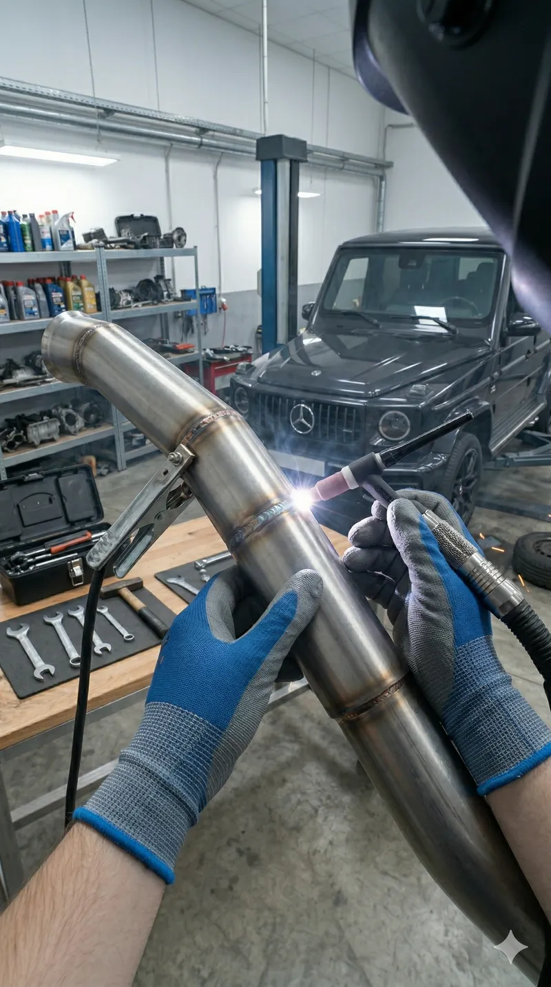 Realizácia — Najskôr pomocou 3D skenera presne zmeriame podvozok vášho auta. Potom ručne vyrobíme každý diel z kvalitnej nerezovej ocele — ohýbame, zvárame a tvarujeme na mieru. Každý výfuk je originál, nie sériová výroba.